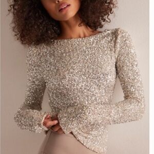 Free People Silver Sequin Blouse